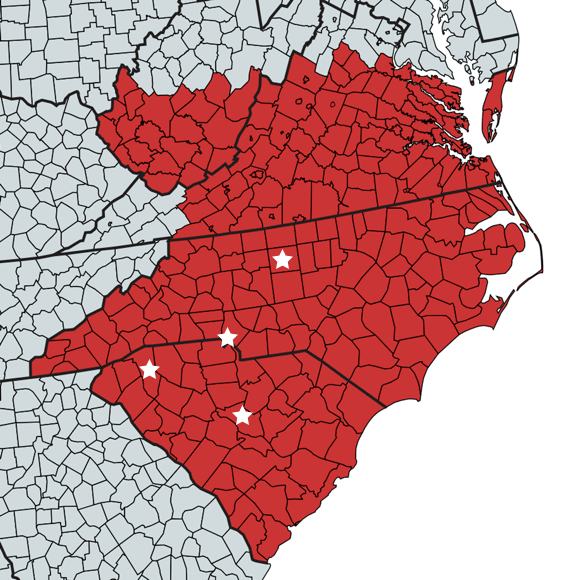 We serve The Carolinas and Virginia We serve The Carolinas and Virginia